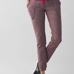Lululemon Athletica Maroon Joggers with Pink Drawstring